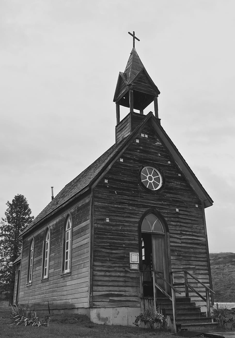 Igreja, De madeira, Kelowna, Canadá, Vintage, tradicional, história, herança, religião, arquitetura