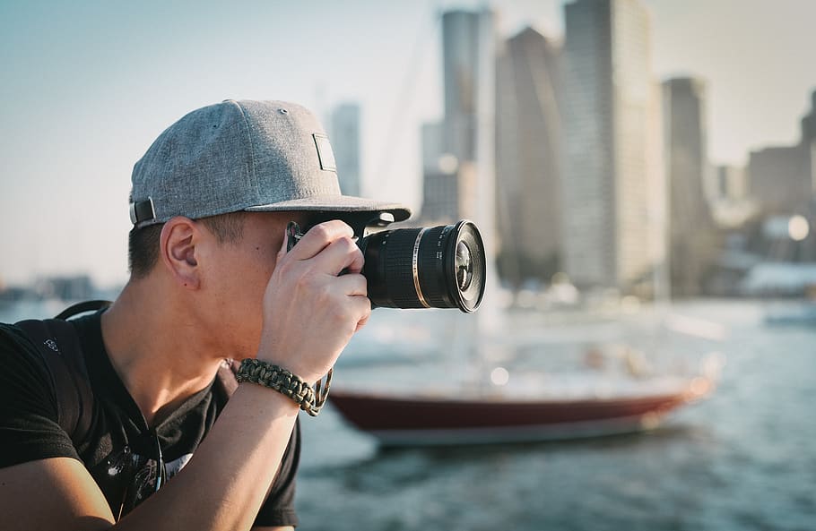 guy, man, people, boat, camera, buildings, water, one person, photography themes, headshot