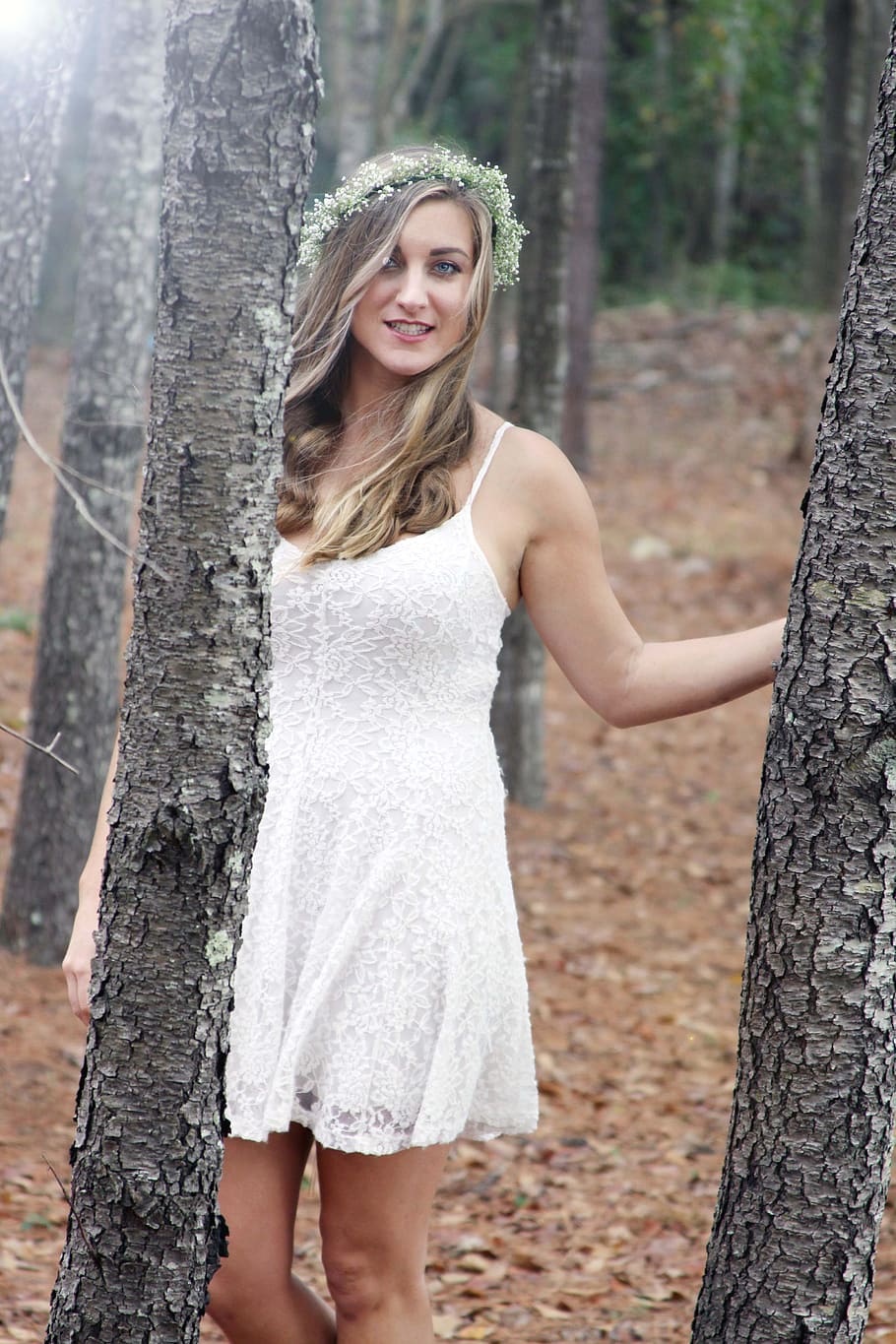 woman, natural, beauty, female, nature, trees, dress, model, outdoors, forest