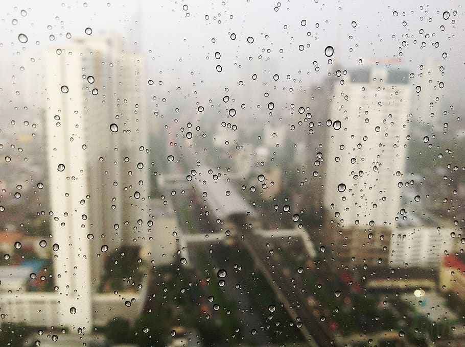 hujan, tetesan hujan, jendela, basah, bahan kaca, penurunan, jelas, air, bingkai penuh, latar belakang