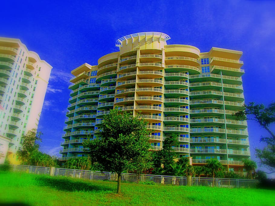 building, condo, abstract, hdr, structure, architecture, building exterior, built structure, plant, sky