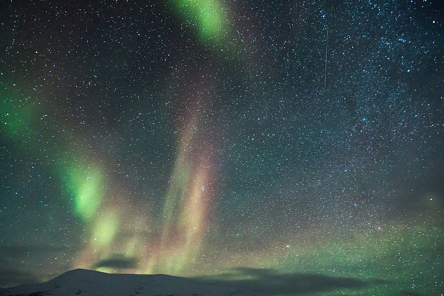 aurora borealis, adventure, aurora, auroras, northen light, scooter, snow, ice adventure, light phenomenon, north pole