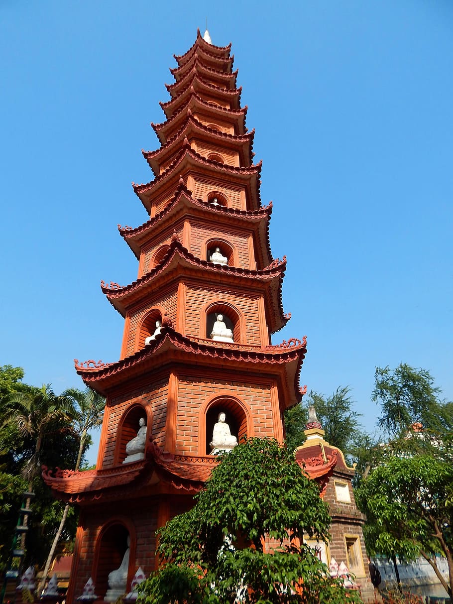 vietnam, hanoi, buddhism, tranquoc, pagoda, built structure, architecture, sky, building exterior, building