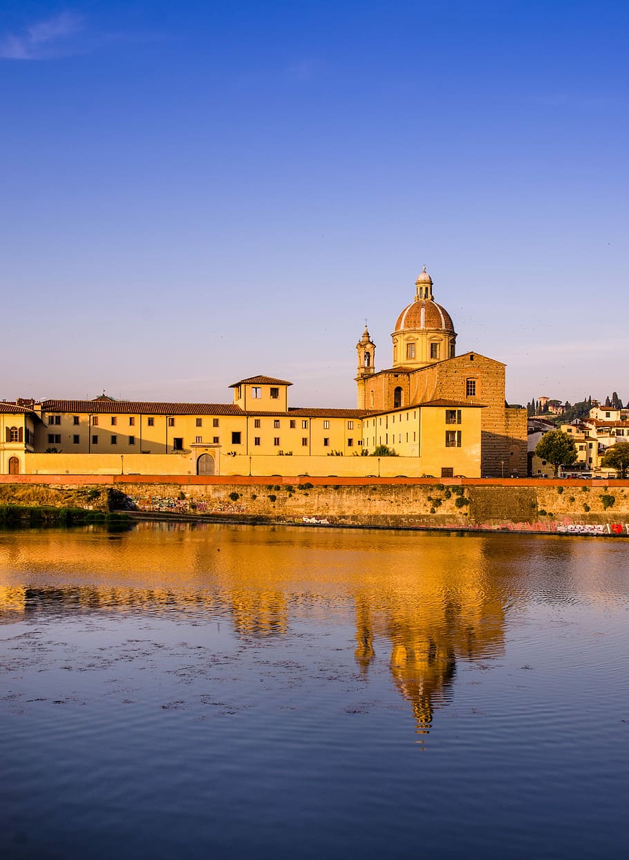 Florencia, Iglesia, Toscana, Monumento, río Arno, reflexiones, arquitectura, reflexión, culturas, destinos de viaje