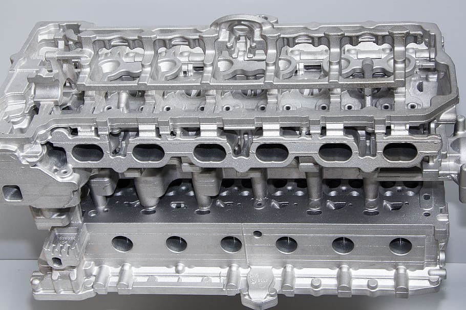 gray, vehicle engine, white, surface, cylinder head, casting, 6 cylinder, bmw, gasoline engine, cast aluminum alloy