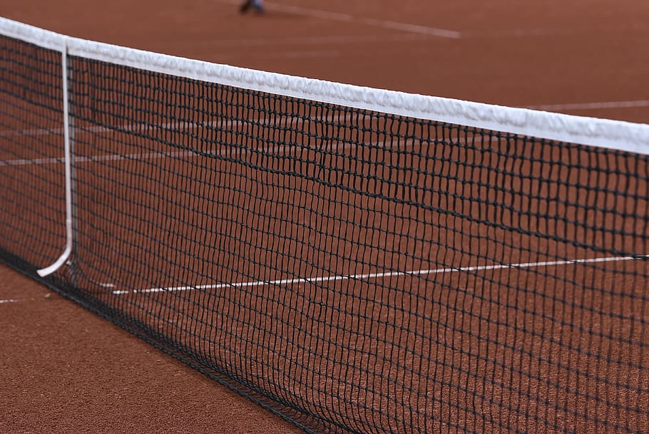 web, tennis court, tennis net, clay court, tennis, net - sports equipment, court, sport, ball, brown