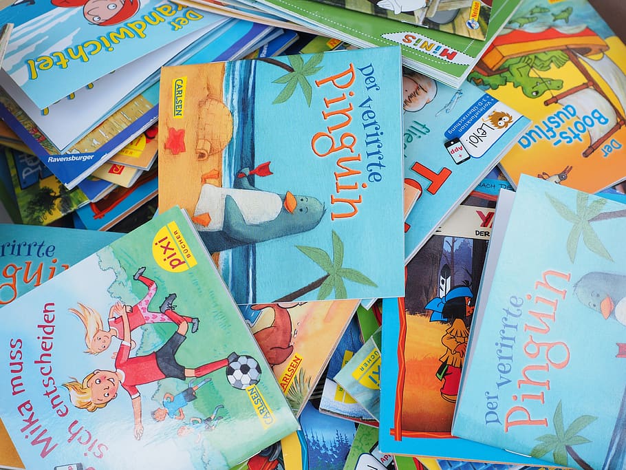 books, children's books, flea market, read, multi colored, text, communication, full frame, backgrounds, representation
