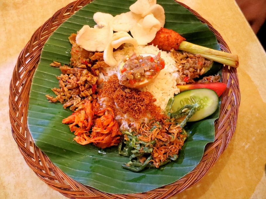 dimasak, nasi, mentimun, daging, keranjang, nasi padang, makanan, hidangan, masakan indonesia, makanan dan minuman