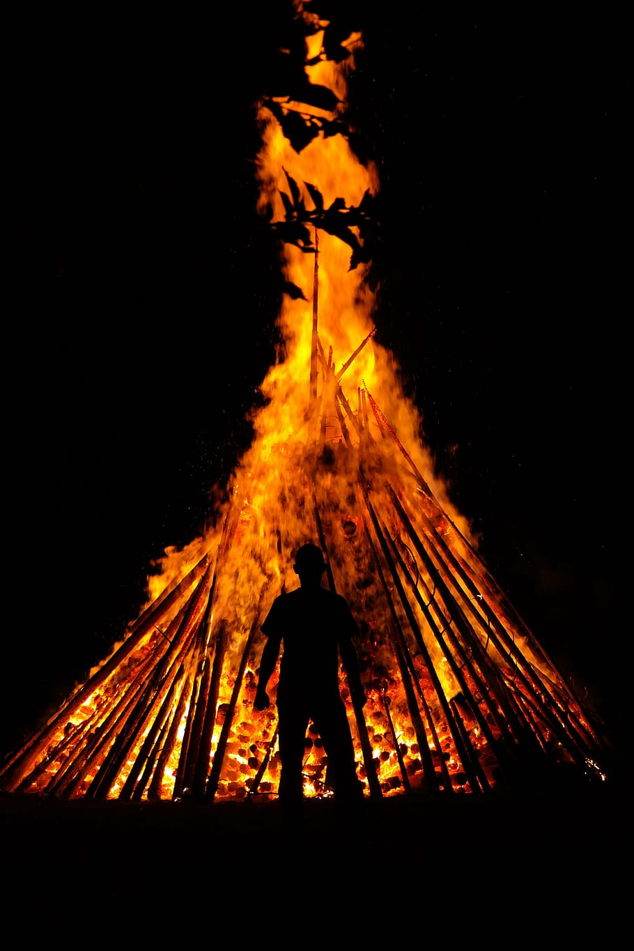 foto da silhueta, homem, fogo, humano, pessoa, silhueta, quente, calor, queimadura, chama