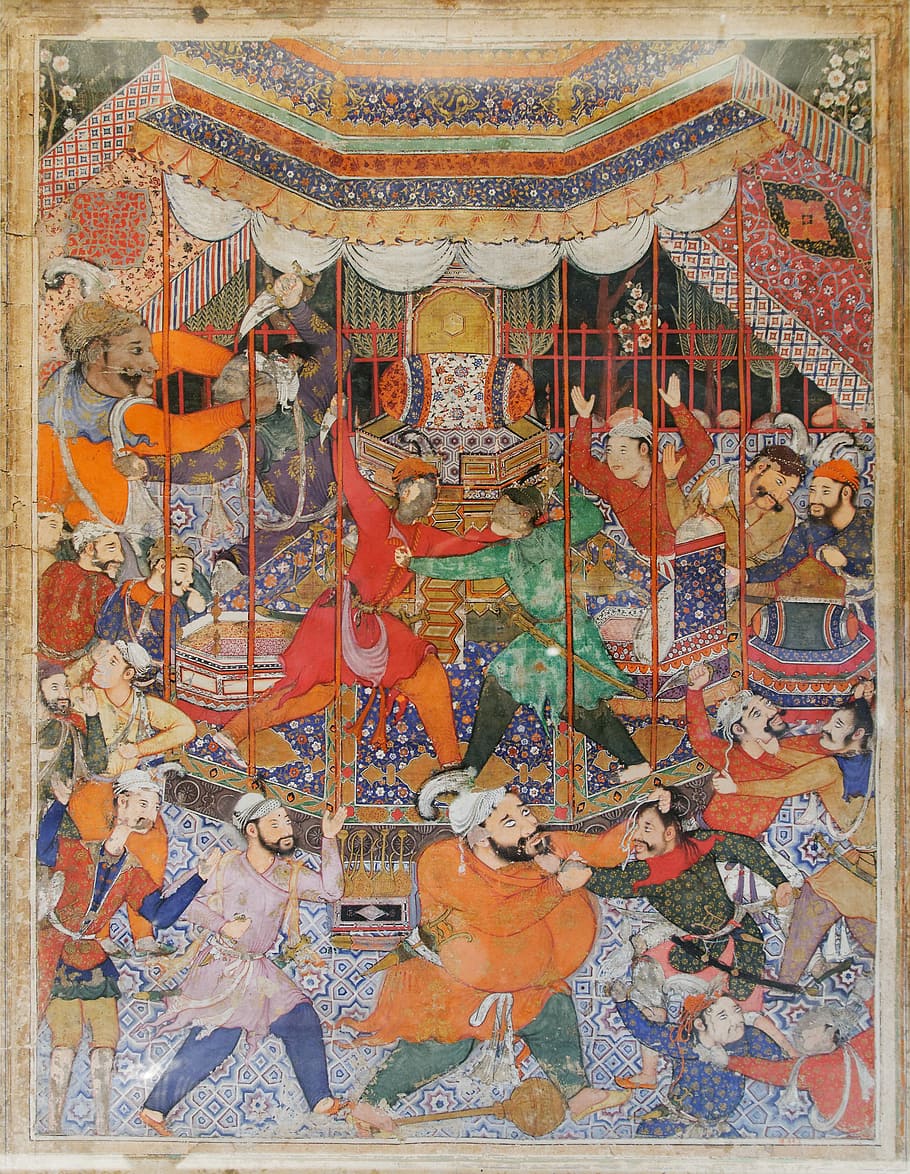 sindbad, islam, arabic, arabian nights, badi'uzzaman, qasim, hamza, painting, drawing, narrative