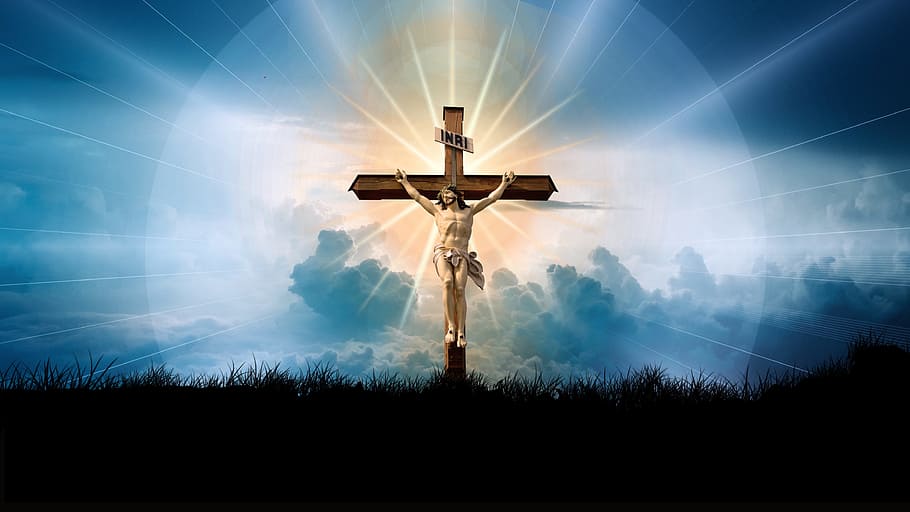 fondo de pantalla de jesucristo, cruz, cristo, fe, dios, jesús, nubes, sol, luz, colina
