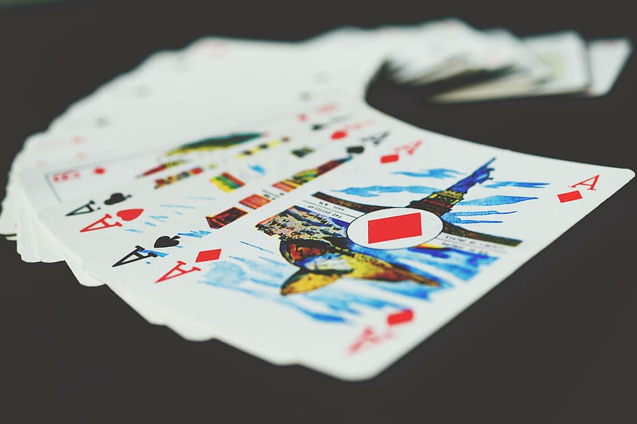 deck, bermain, kartu, fotografi lensa tilt shift, kartu as, kesempatan, judi, keberuntungan, trik sulap, kartu bermain