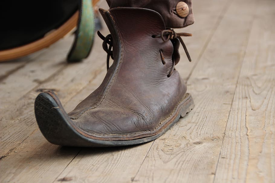 shoe, leather, middle ages, old shoes, nostalgic, historically, shoe lace, handmade, men shoes, men's shoe