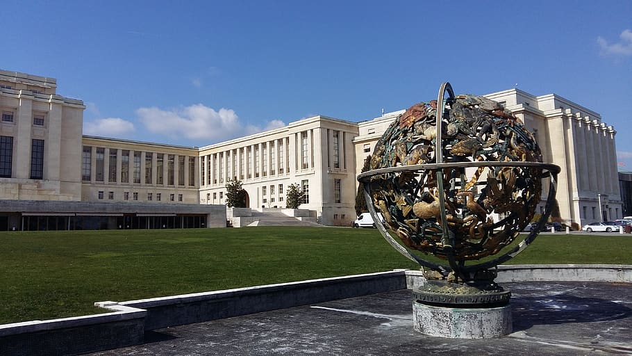 un, united nations, geneva, the league of nations palace, architecture, sky, building exterior, built structure, nature, day