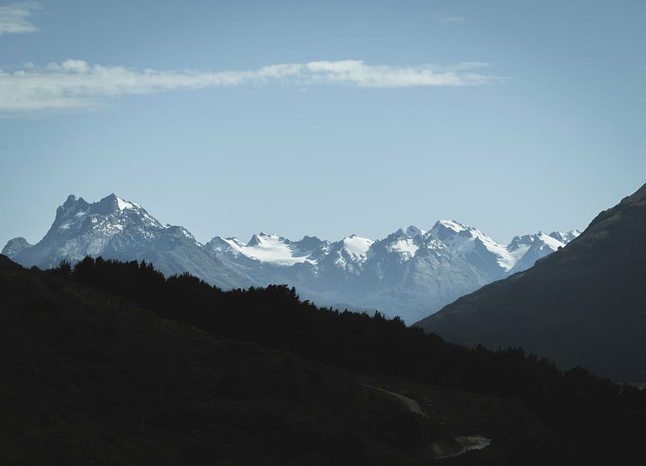 mountain, white, blue, sky, daytime, highland, cloud, summit, ridge, landscape