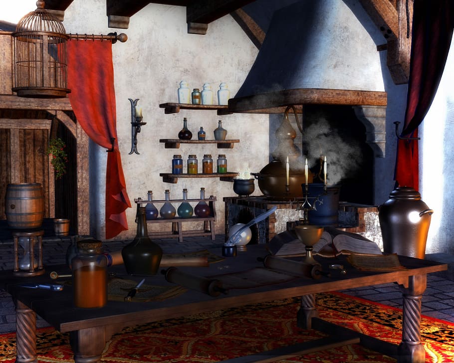potions room, Study, potions, room, Wizard, House, art, illustration, ingredients, interior