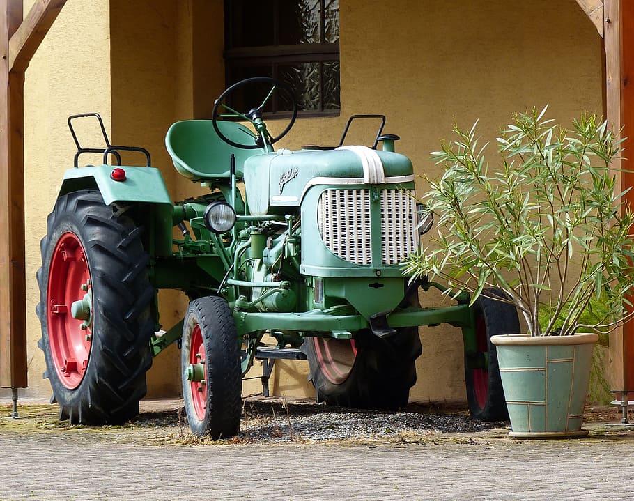 Tractor, Agriculture, Oldtimer, Tractors, old, commercial vehicle, vehicle, working machine, agricultural machine, green