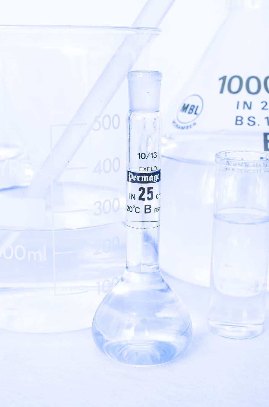 frasco de vidro transparente, claro, vidro, frasco, laboratório, pesquisa, química, teste, experimento, muitos