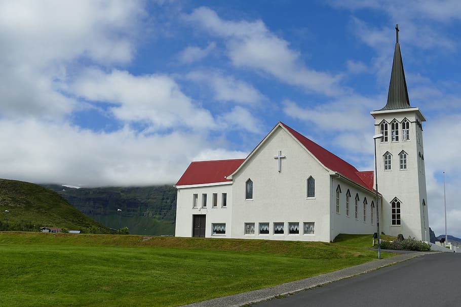 iceland, snaefellness, Iceland, snaefellness, snæfellsnes peninsula, church, steeple, cross, cloud - sky, sky, built structure