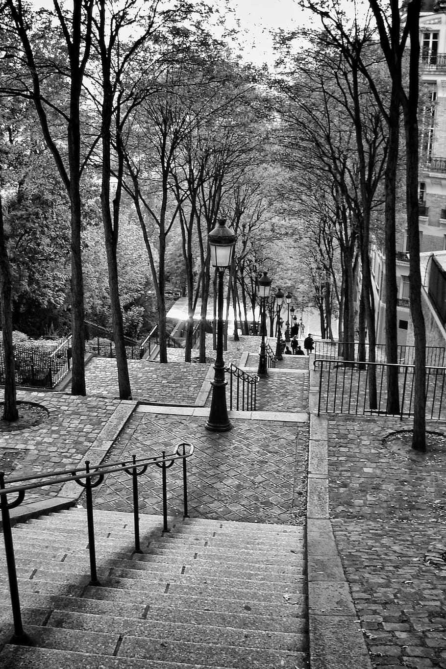 París, Montmartre, escaleras, Europa, Francia, ciudad, viaje, arquitectura, calle, hito