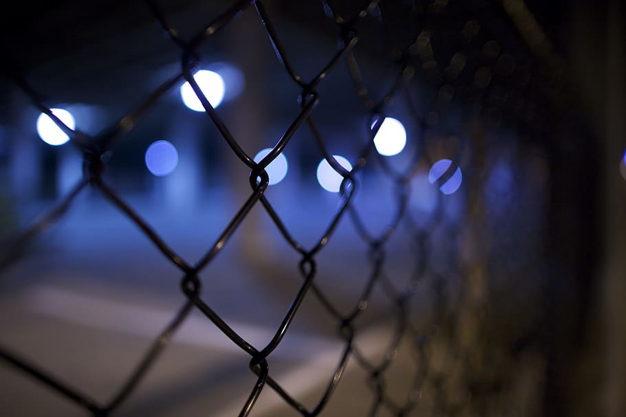 focus photography, black, chain-link fence, bokeh background photography, fence, metal, security, pattern, protection, iron