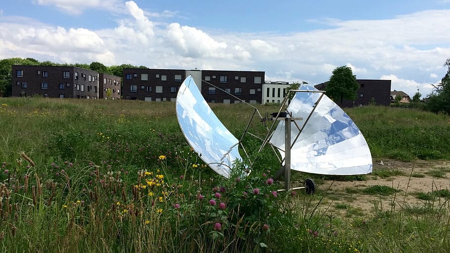 solar cooker, papillong, sun, nature, cook, plant, sky, cloud - sky, grass, built structure