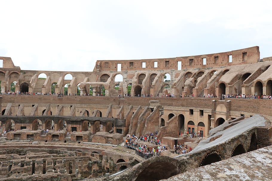 colosseum, italy, rome, ancient, history, the past, architecture, old ruin, built structure, amphitheater