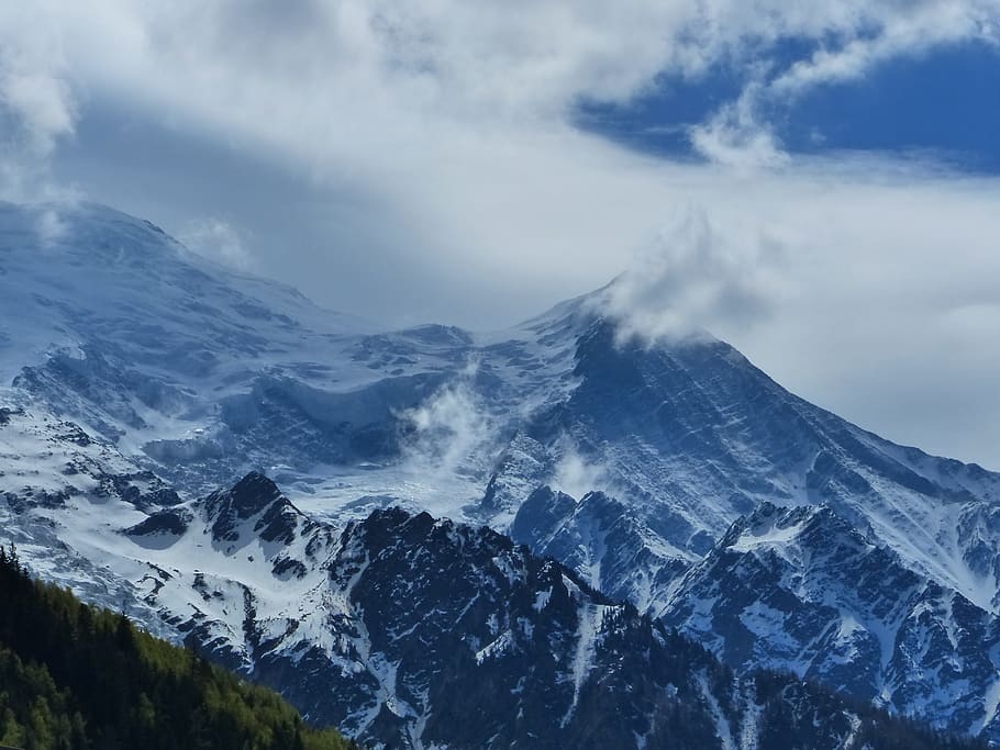 산, 알프스, 샤모니, 눈, 눈 덮인 풍경, 구름-하늘, 자연의 아름다움, 경관-자연, 하늘, 산맥