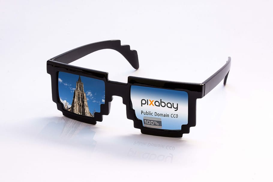 black, pixabay sunglasses, white, surface, Sunglasses, Pixel, Pixelated, design element, sunglasses for pixabay, ulm