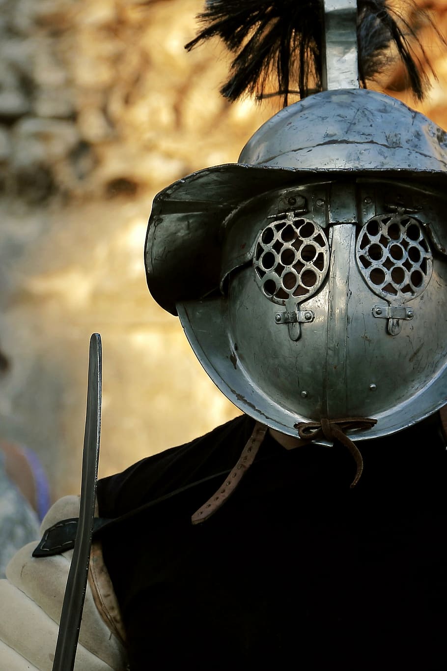 gray, metal gladiator helmet, gladiator, warrior, helmet, soldier, roman, ancient, power, greek