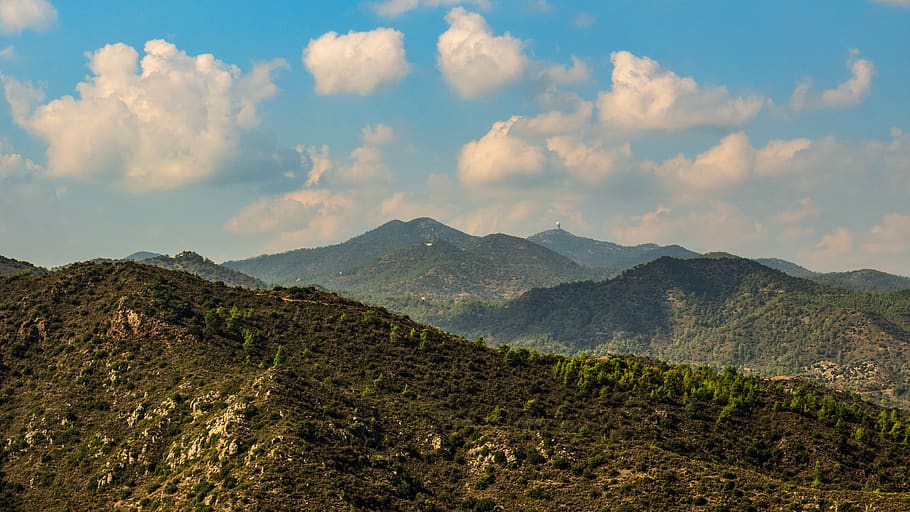 mountains, landscape, nature, clouds, sky, panorama, troodos, cyprus, mountain, scenics - nature