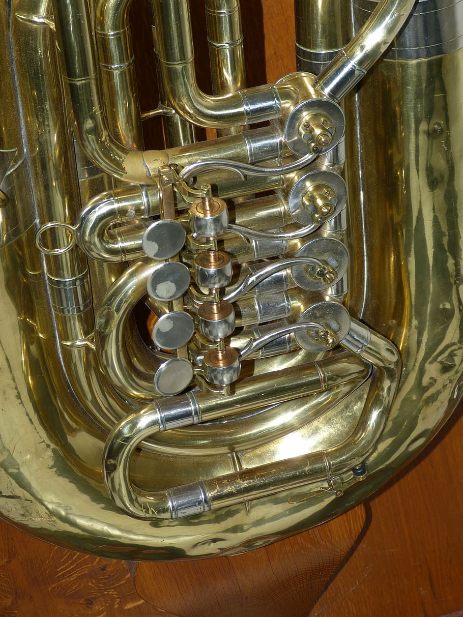 tuba, valves, music, instrument, musical instrument, brass instrument, wind instrument, brass band, metal, indoors