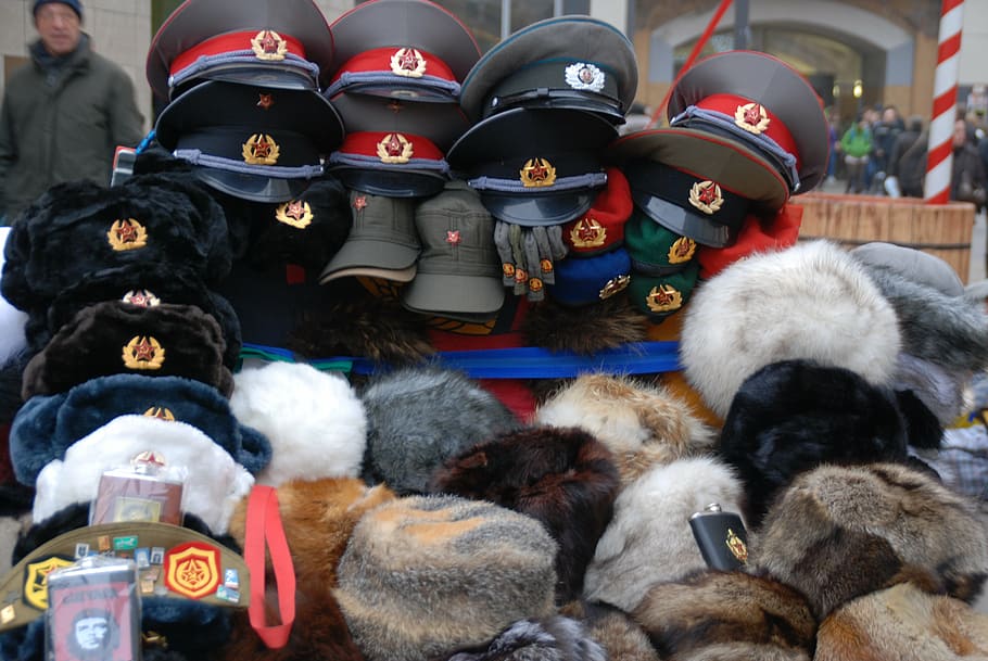 berlín, navidad, sombreros, ira, soviético, souvinir, sin personas, día, representación, al aire libre