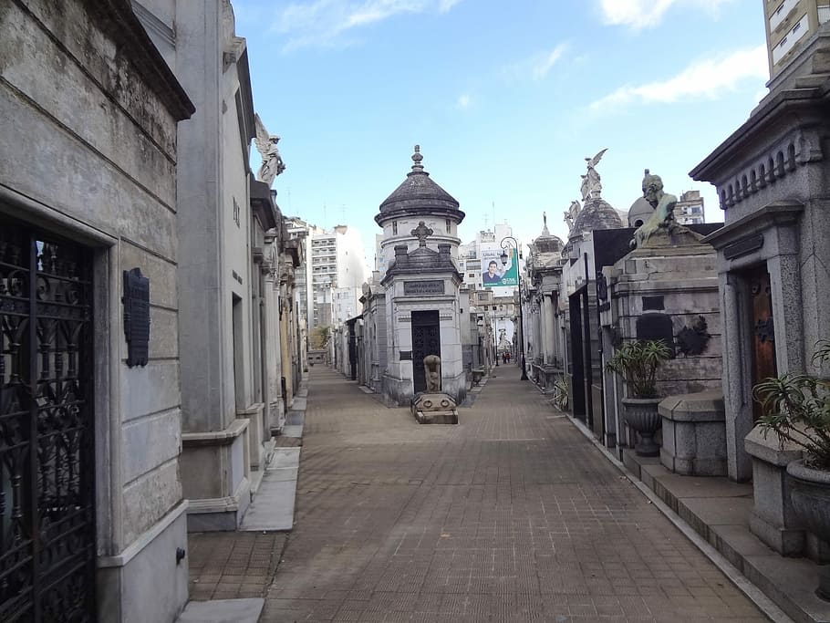 Cementerio de la Recoleta, Buenos Aires, tumbas, arquitectura, exterior del edificio, estructura construida, nadie, cielo, día, espiritualidad