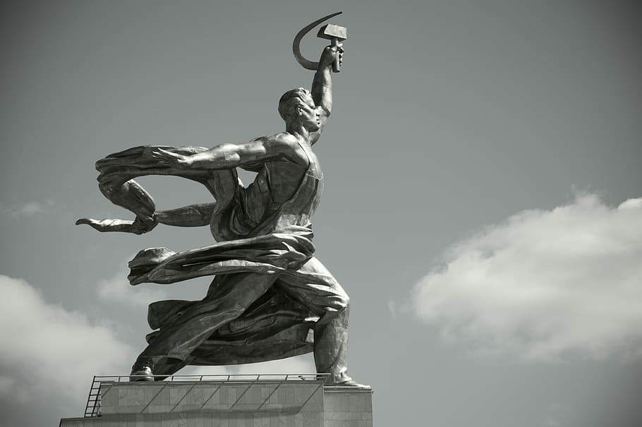 trabajador, mujer koljoz, trabajadora y mujer koljoz, monumento, moscú, unión soviética, rusia, históricamente, estatua, memoria