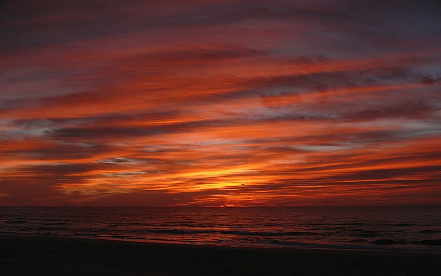 photography, beach, stratus clouds, golden, hour, sunrise, seascape, nature, sky, colorful