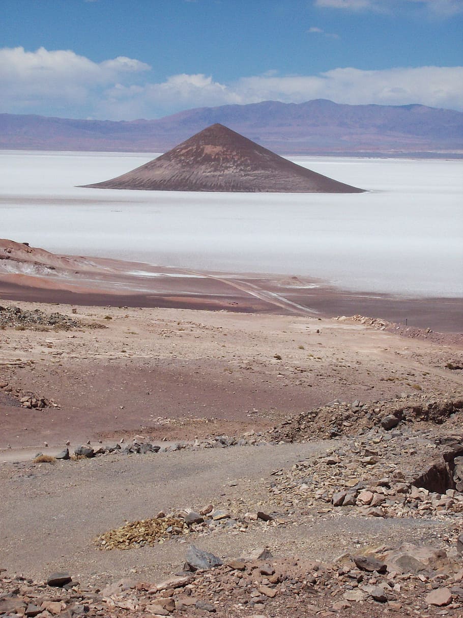 structural, shot, mountain, daytime, cone, salt flat, argentina desert, andes, landscape, wilderness
