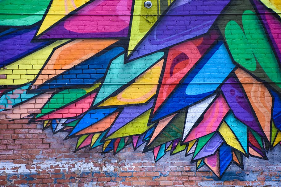 pintura de parede multicolorida, parede, arte, mural, colorido, pintura, grafite, público, multi colorido, arte e artesanato