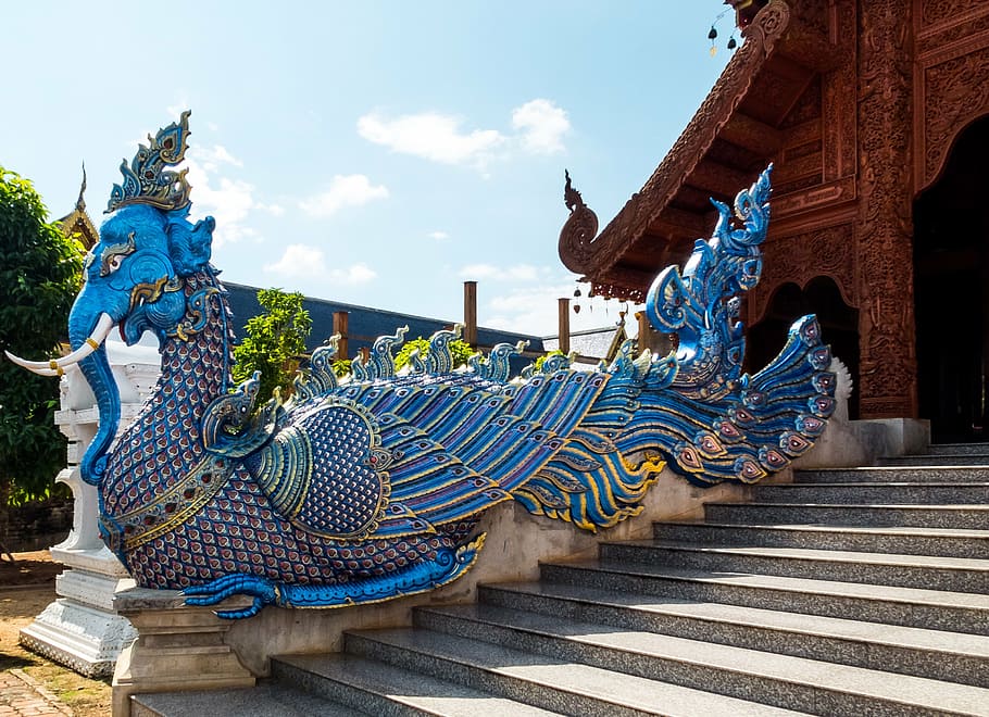 temple complex, dragon snake, sculpture, north thailand, asia, architecture, thailand, cultures, buddhism, temple - Building