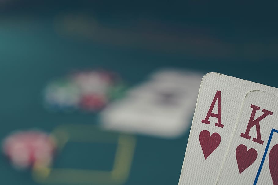 two, ace, king, hearts, playing, cards, poker, casino, gambling, leisure games