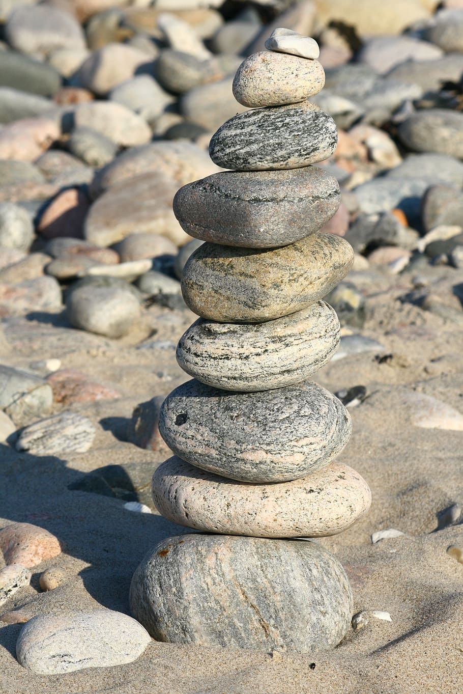 pantai, batu, bermain, bersenang-senang, patung, pasir, waktu luang, tumpukan, padat, keseimbangan