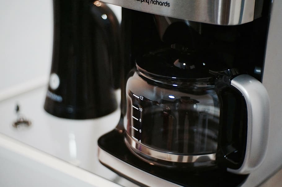 pembuat kopi perak, kopi, mesin, mesin kopi, close-up, alat, makanan dan minuman, di dalam ruangan, peralatan rumah tangga, tidak ada orang