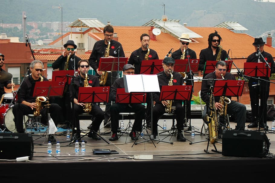 big band, jazz, music, orquestra, musician, direct, intrumentos, arts culture and entertainment, performance, musical instrument