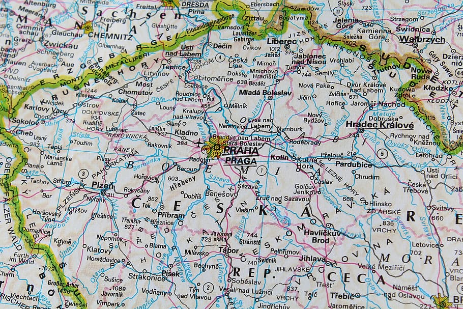 mapa multicolor, praga, república checa, mapa, geografía, gráficos, cartografía, viajes, primer plano, macro