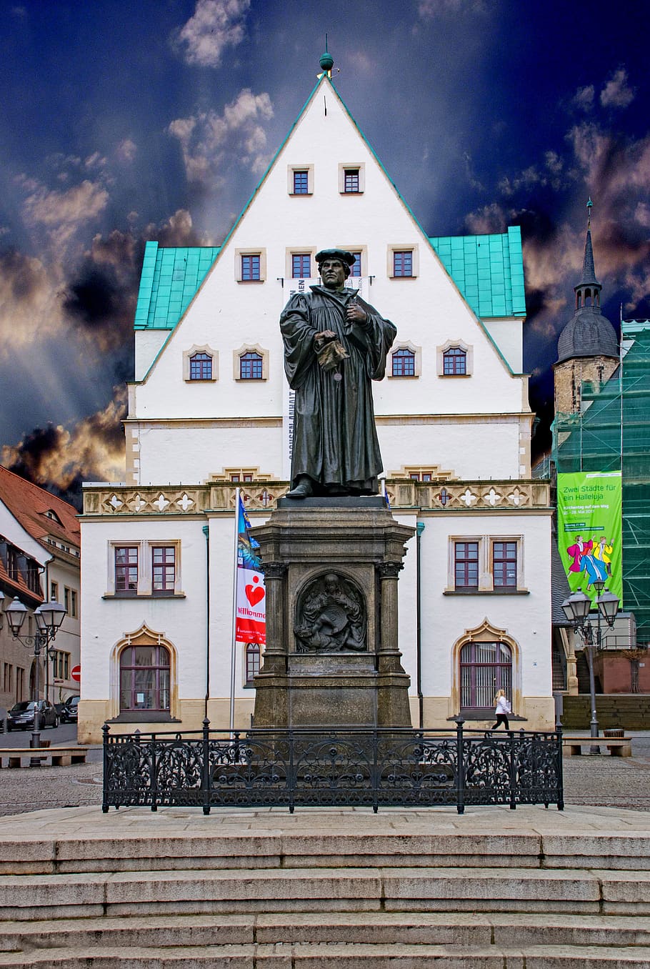 Lutherstadt, Eisleben, Sajonia-Anhalt, Alemania, antiguo ayuntamiento, memorial de Luther, Martin Luther, Luther, reforma, monumento