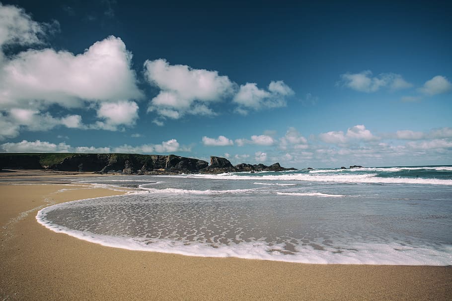 sea, porthcothan bay, Beach, Porthcothan, Bay, Cornwall, England, nature, coast, ocean