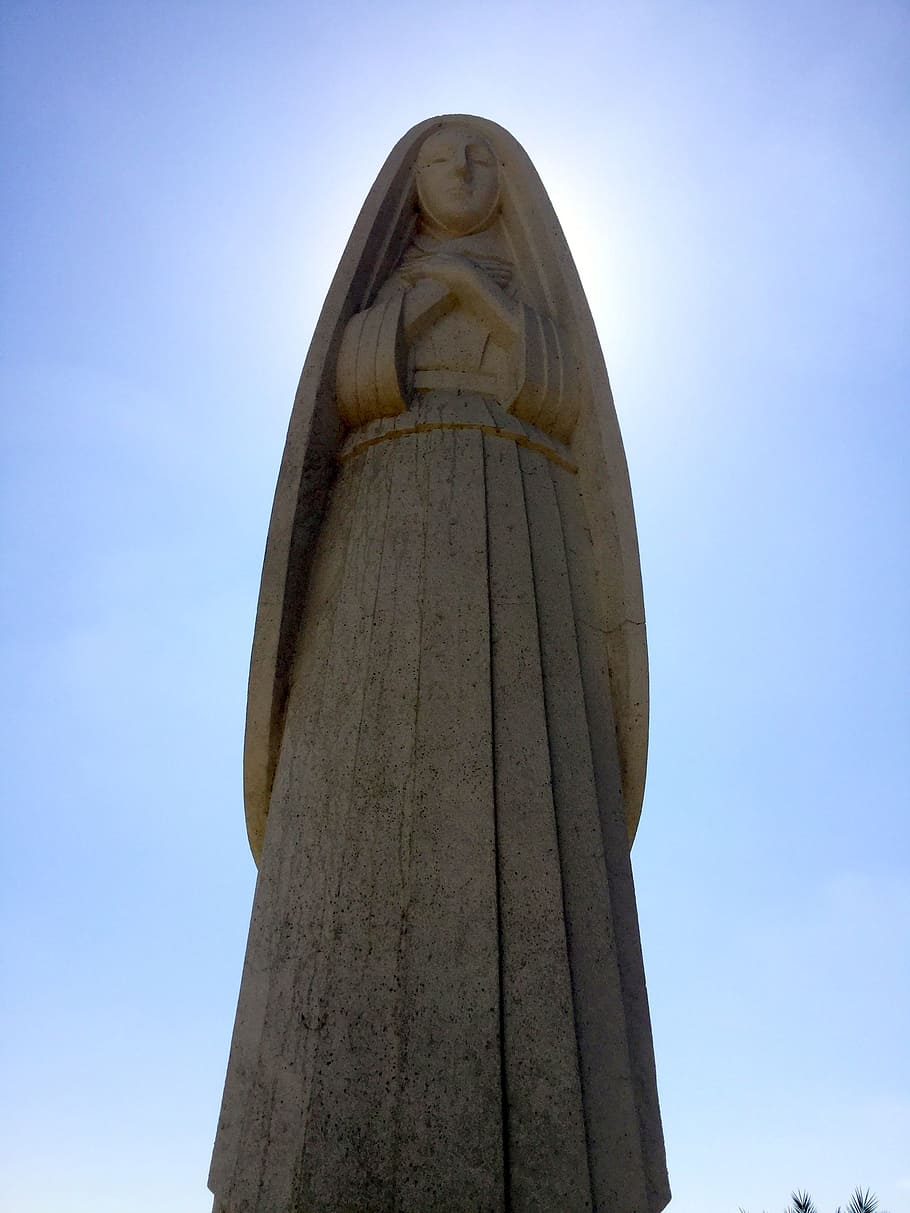 santa monica, statue, california, sky, low angle view, human representation, art and craft, nature, representation, sculpture