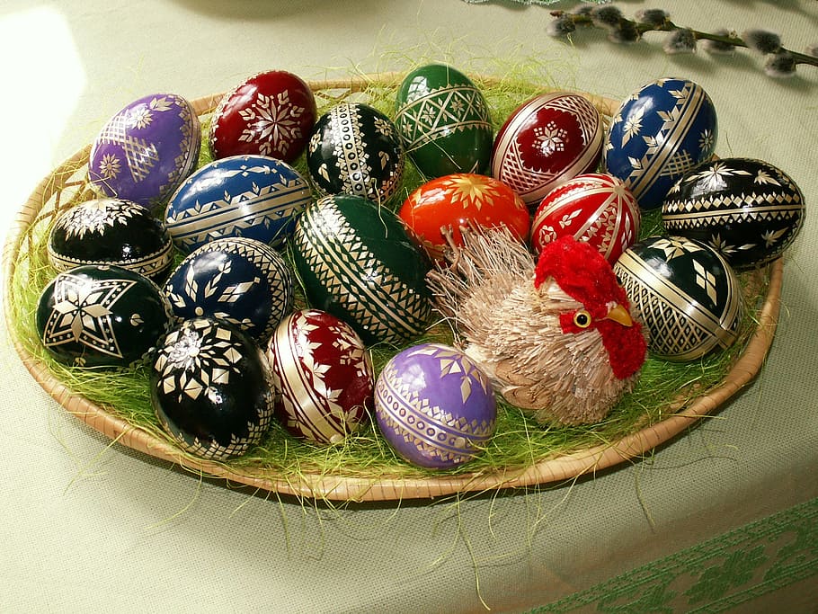 berbagai macam warna, dekoratif, banyak telur, paskah, telur paskah, sarang paskah, dekorasi paskah, dekorasi, dekorasi meja, warna-warni