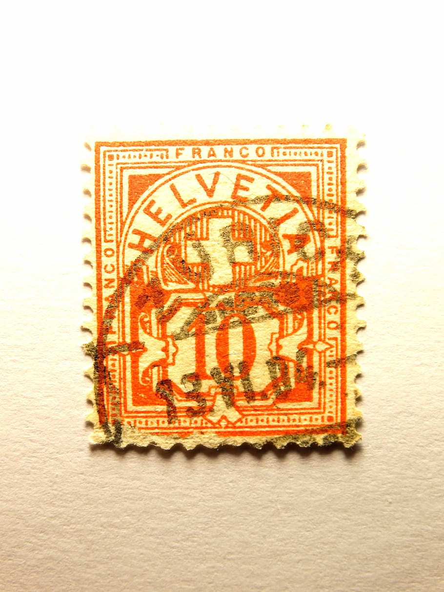 Carimbo, Suíça, Centime, Correio, único objeto, fundo branco, selo postal, ninguém, à moda antiga, close-up