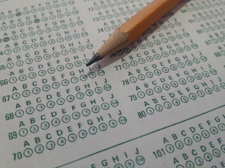 amarelo, lápis, folha de respostas, teste, testes, formulário de bolha, formulário de teste, exame, formulário de exame, folha de bolhas